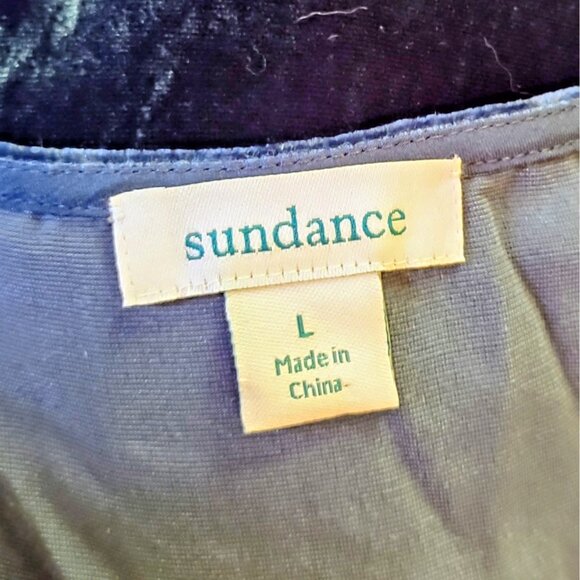 Sundance Velour Top Blue Womens Size Large Rayon Silk Blend Side Split - Picture 5 of 6